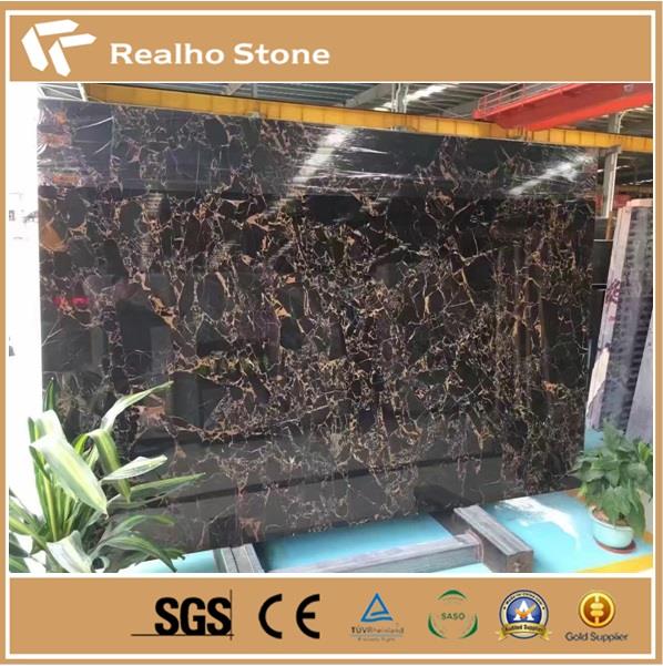 Svartur Nero Portoro marmara hella Black Nero Portoro Marble Slab