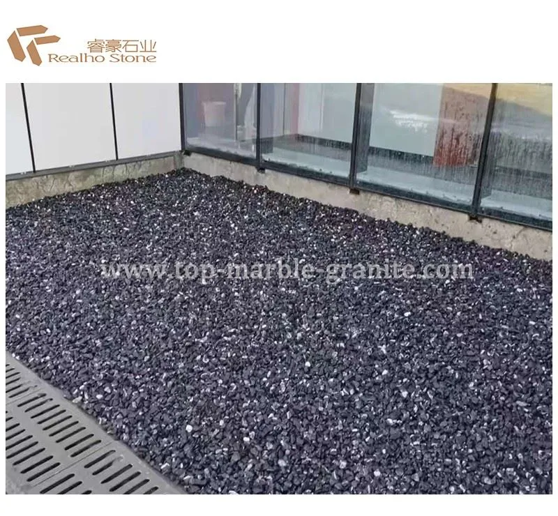 Black gravel for garden decoration