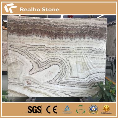Náttúra Multi Litir Striped Rainbow Onyx Marble Slab