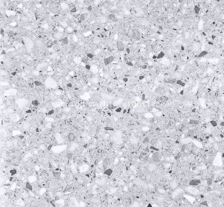 Grey and white terrazzo slab