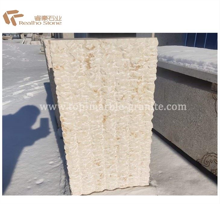 Beige travertine plinth